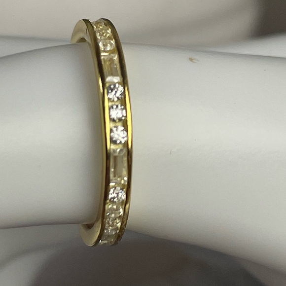 1 CARAT WHITE SAPPHIRE Eternity ring. 14k over silver. - Picture 1 of 10